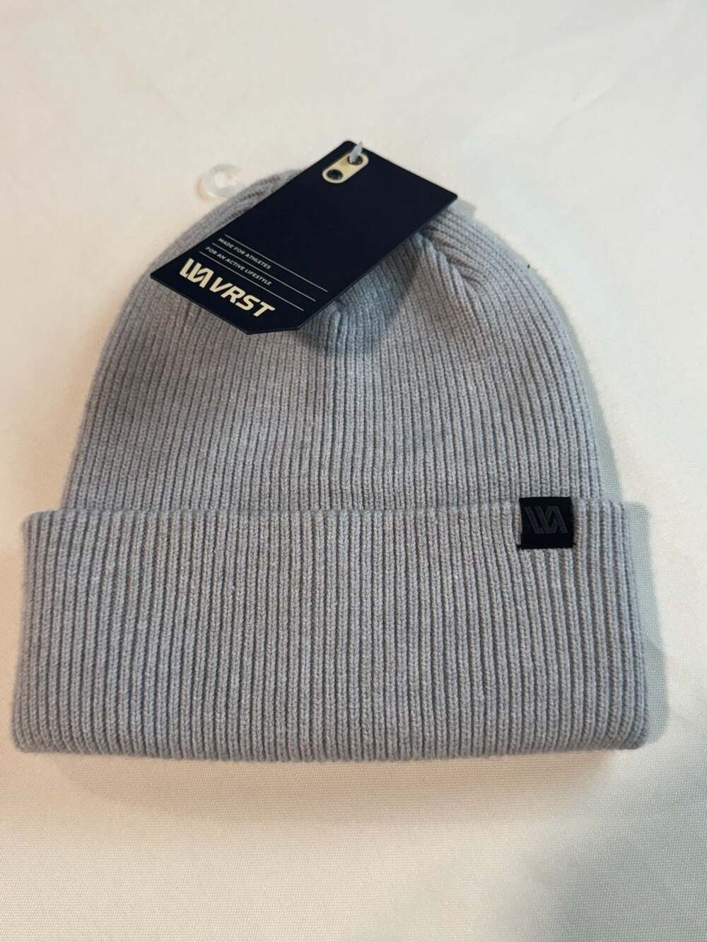 Light Heather Gray Ribbed Knit Beanie Cuffed Minimalist Streetwear Sporty NWT